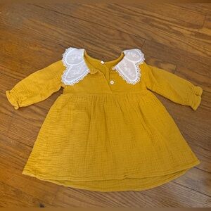 Yellow Baby Dress with Peter pan Lace Collar